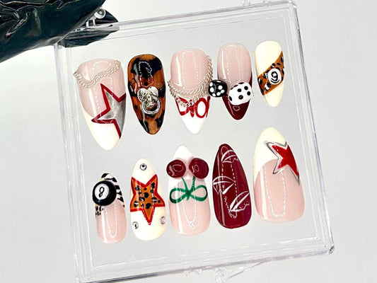 Lucky Gambler Press-On Nails / Casino & Western-Inspired Nail Set