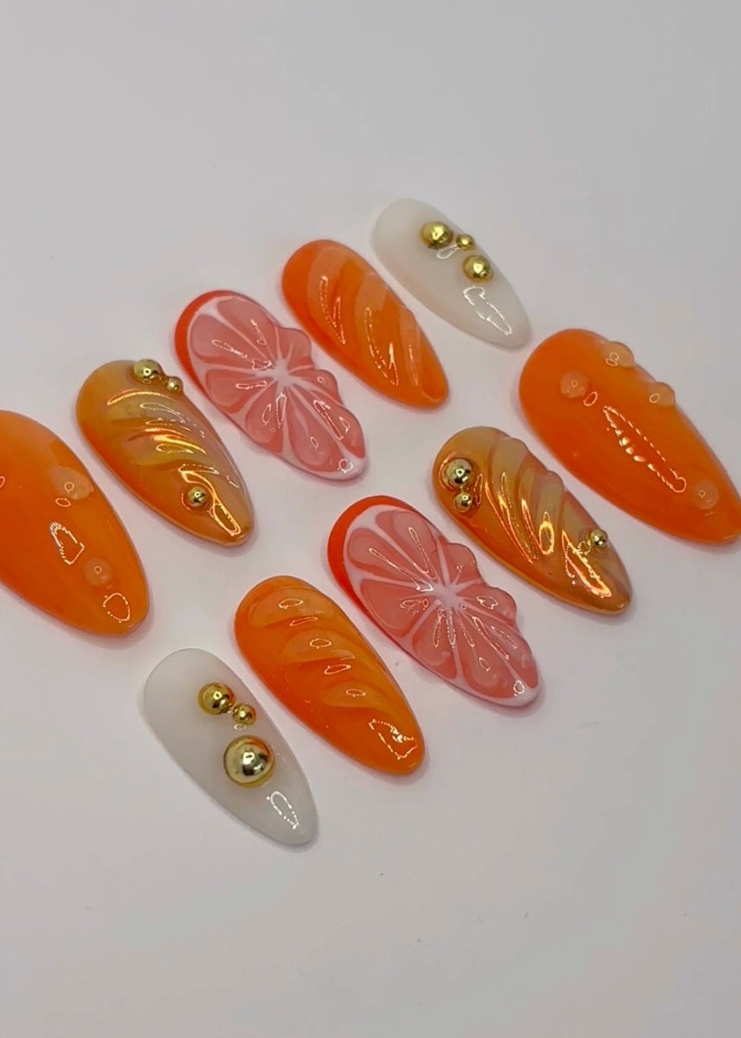 Citrus Glow Press-On Nails / Orange Zest Nail Set