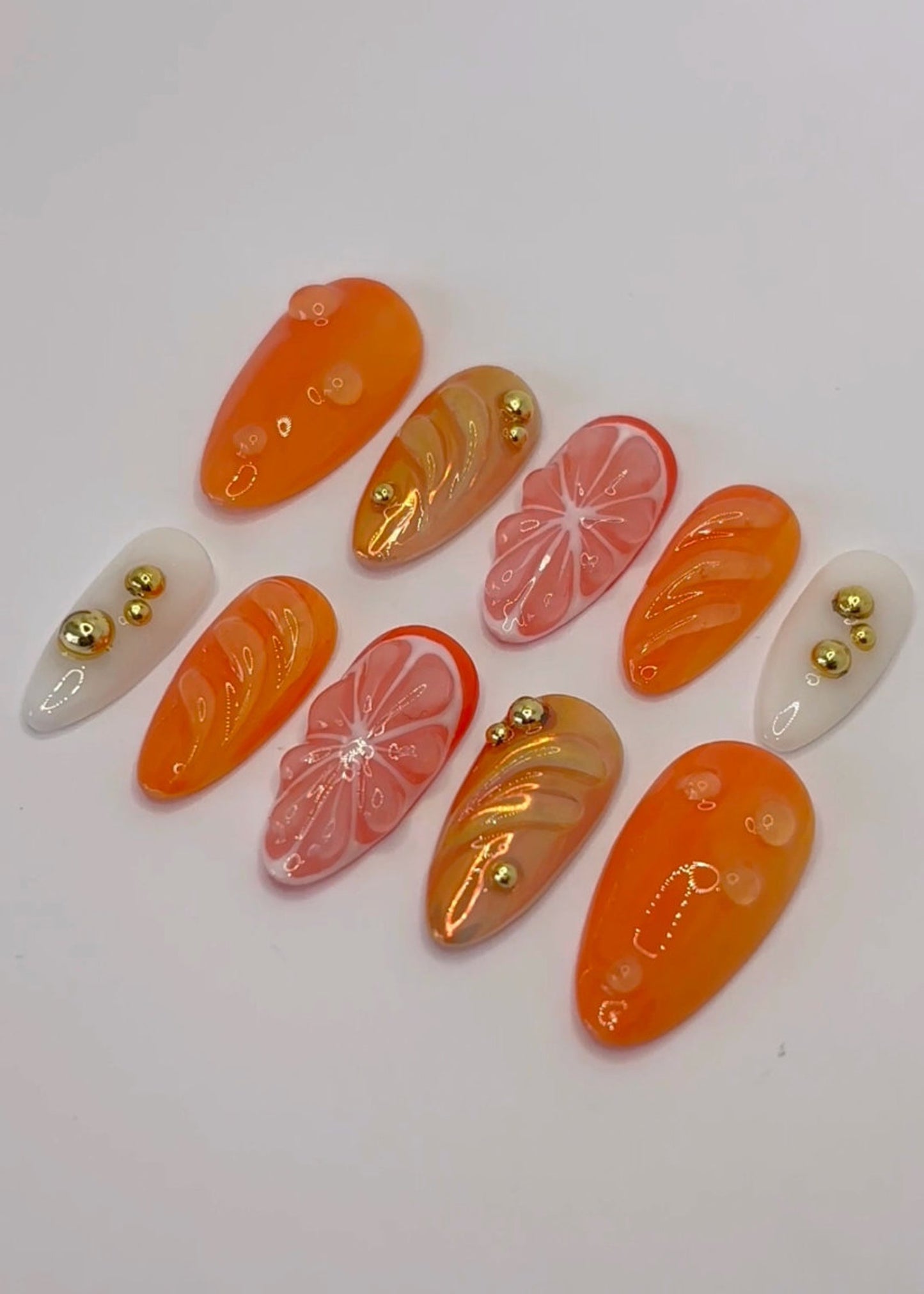 Citrus Glow Press-On Nails / Orange Zest Nail Set