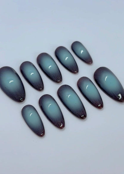 Mystic Smoke Press-On Nails / Blue Black Ombre Nail Set