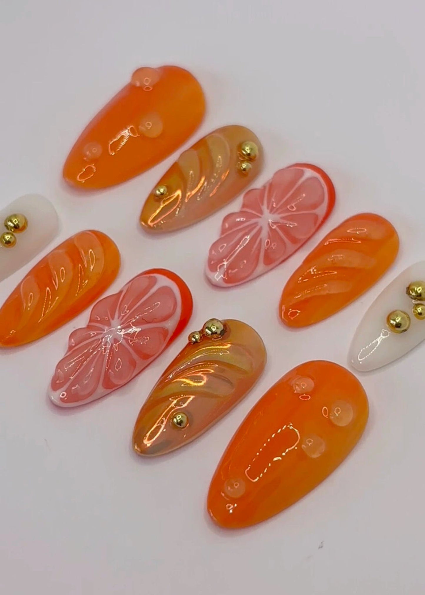 Citrus Glow Press-On Nails / Orange Zest Nail Set