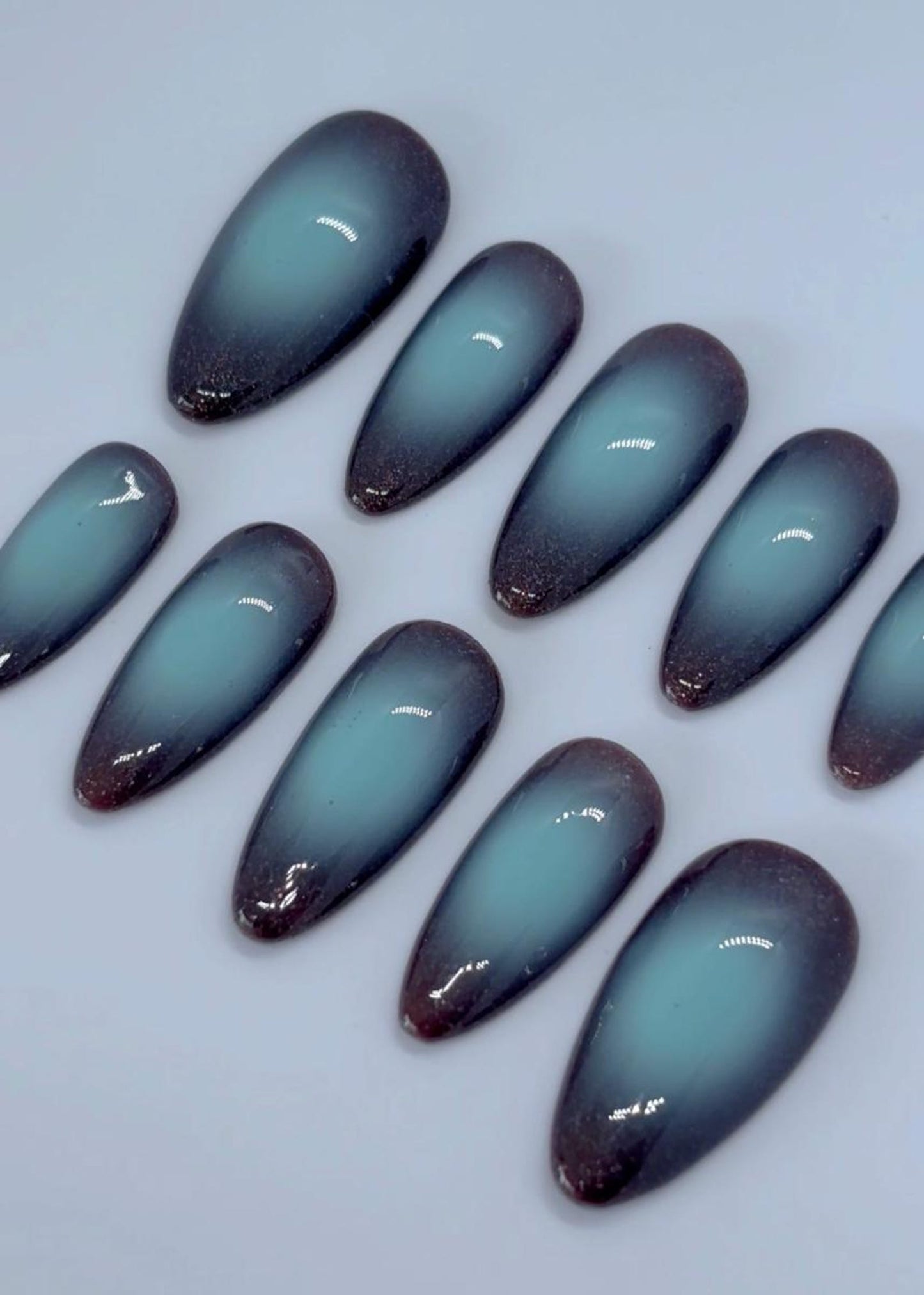 Mystic Smoke Press-On Nails / Blue Black Ombre Nail Set